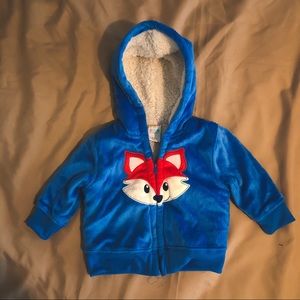 Blue Sherpa Lined Fox Coat for Baby